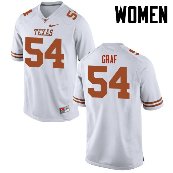 Women #54 Garrett Graf Texas Longhorns College Football Jerseys-White